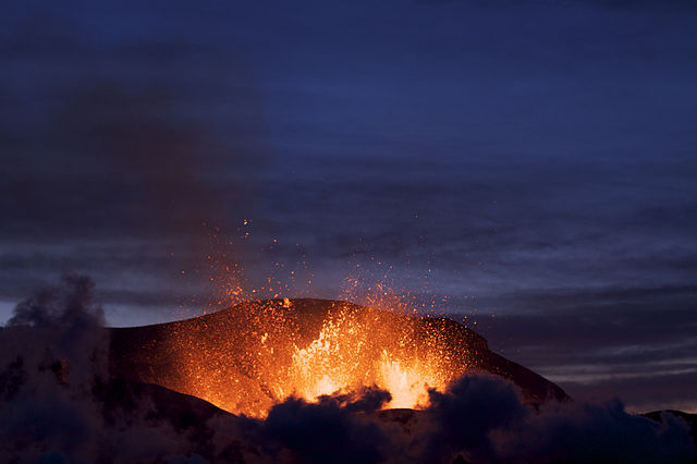 volcano at dawn